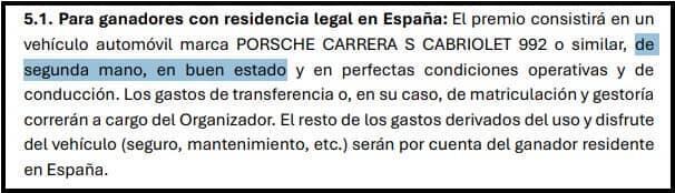 bases legales sorteo porsche cárcel gemelos